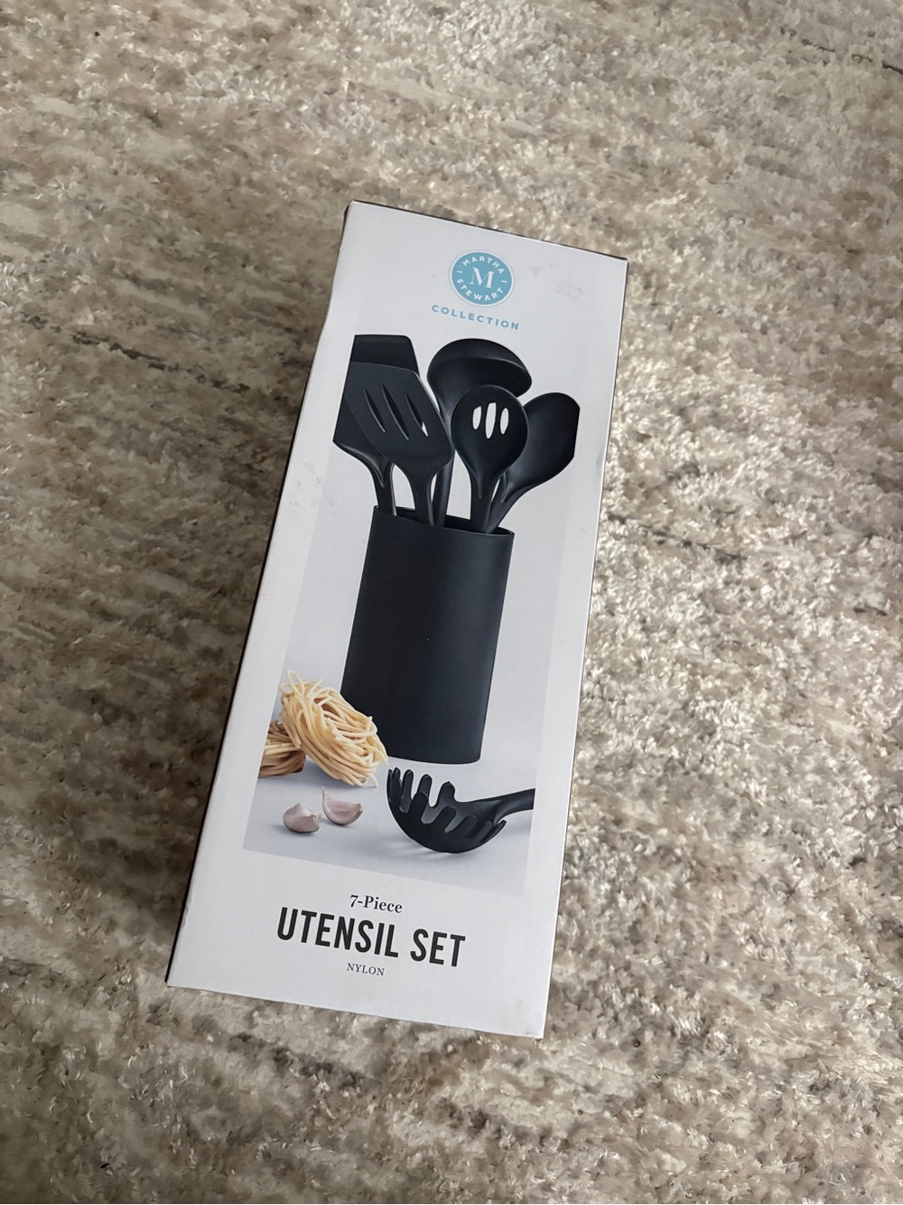 Martha Stewart Black 7-Piece Nylon Utensil Set with Holder